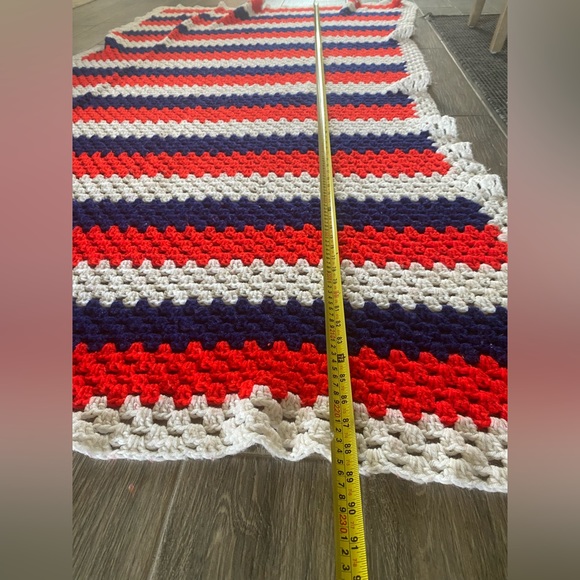 Crochet Throw Blanket 89β/50β Red*White*Blue Handmade with Love! πΊπΈβ€οΈπ€π - Picture 3 of 5